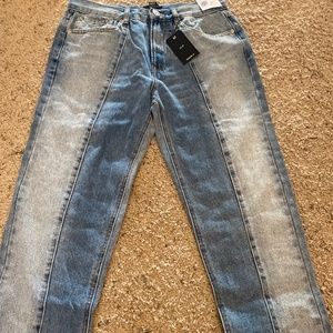 Contrast panel slim-fit jeans